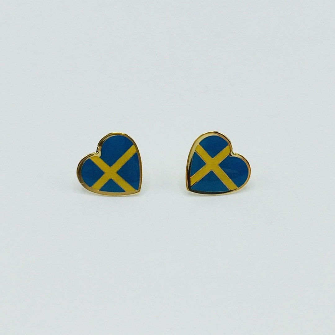 Sweden Flag Heart Earrings - Posts or Hooks