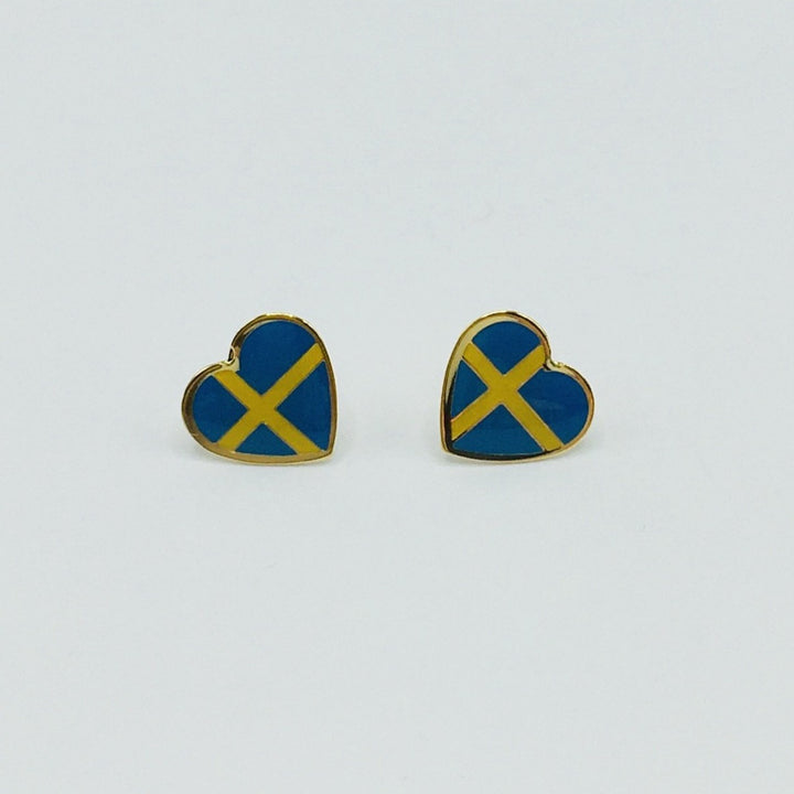 Sweden Flag Heart Earrings - Posts or Hooks