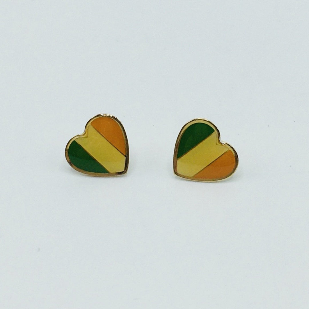 Ireland Flag Heart Earrings - Posts or Hooks