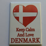 Rectangle Magnet, Keep Calm & Love Denmark
