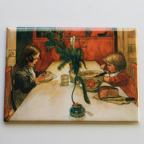 Rectangle Magnet, Carl Larsson Children at table