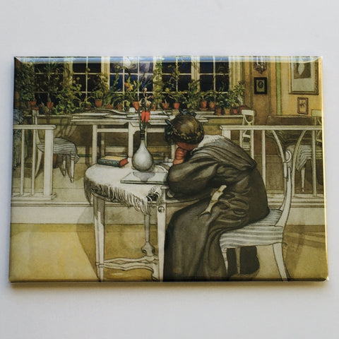 Rectangle Magnet, Carl Larsson Girl writing at table