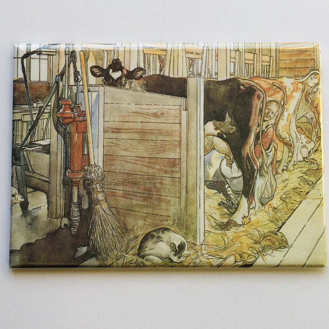 Rectangle Magnet, Carl Larsson Milking cows