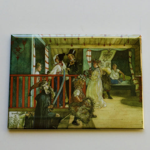 Rectangle Magnet, Carl Larsson Name Day at the Storage shed