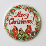 Merry Christmas cardinals round button/magnet