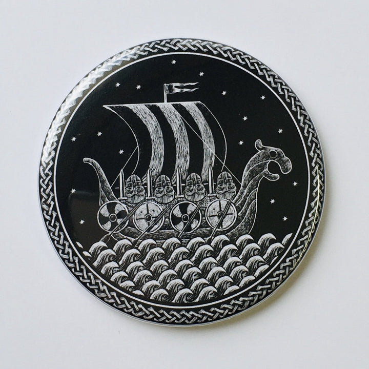 Viking ship round button/magnet