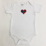 White Baby Onezie with snaps - Embroidered Norway Heart