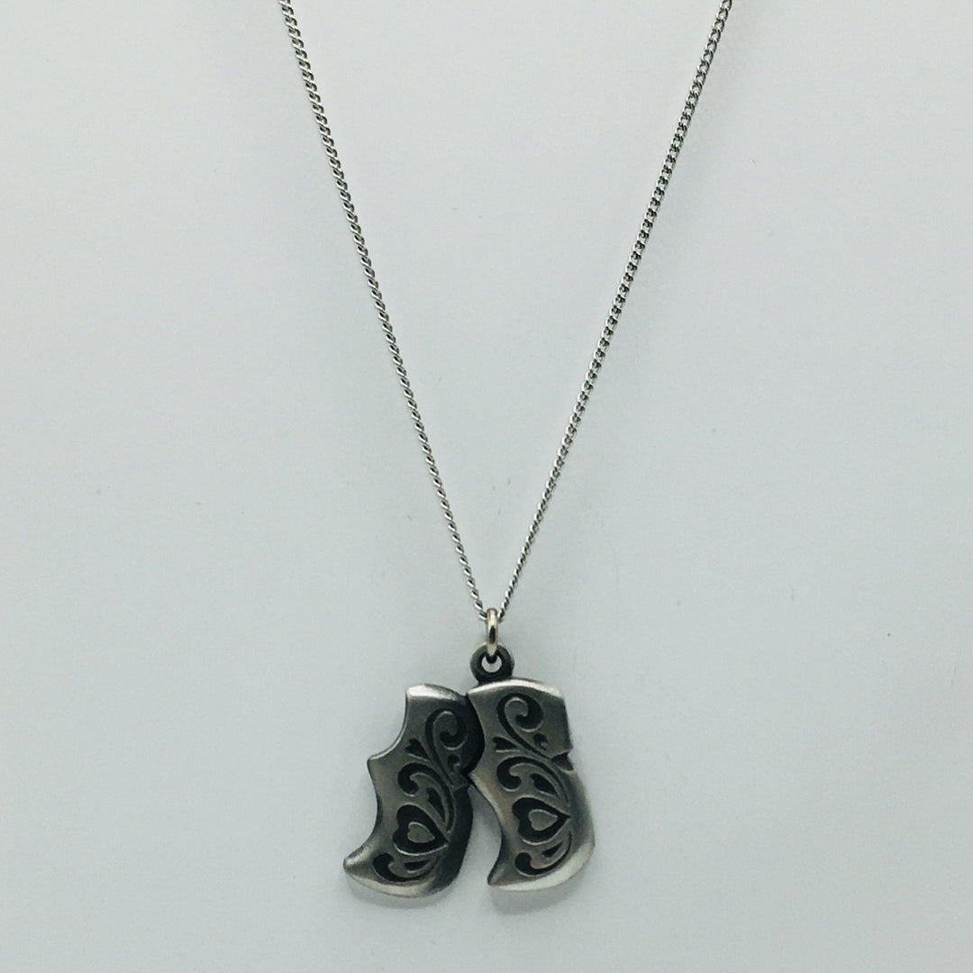 Swedish Pewter Clogs Pendant Necklace