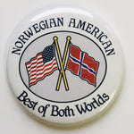 Norwegian American Best of Both Worlds round button/magnet