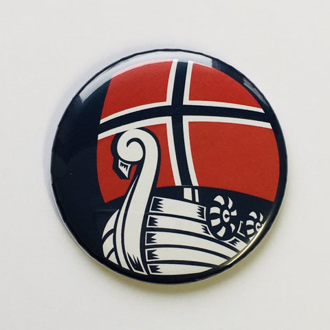 Norway flag viking ship round button/magnet