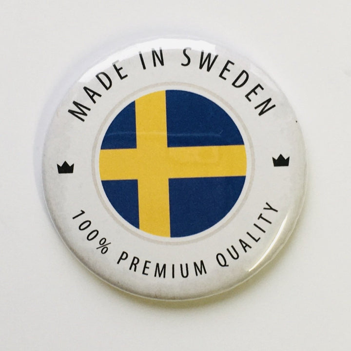 Made in Sweden round button/magnet