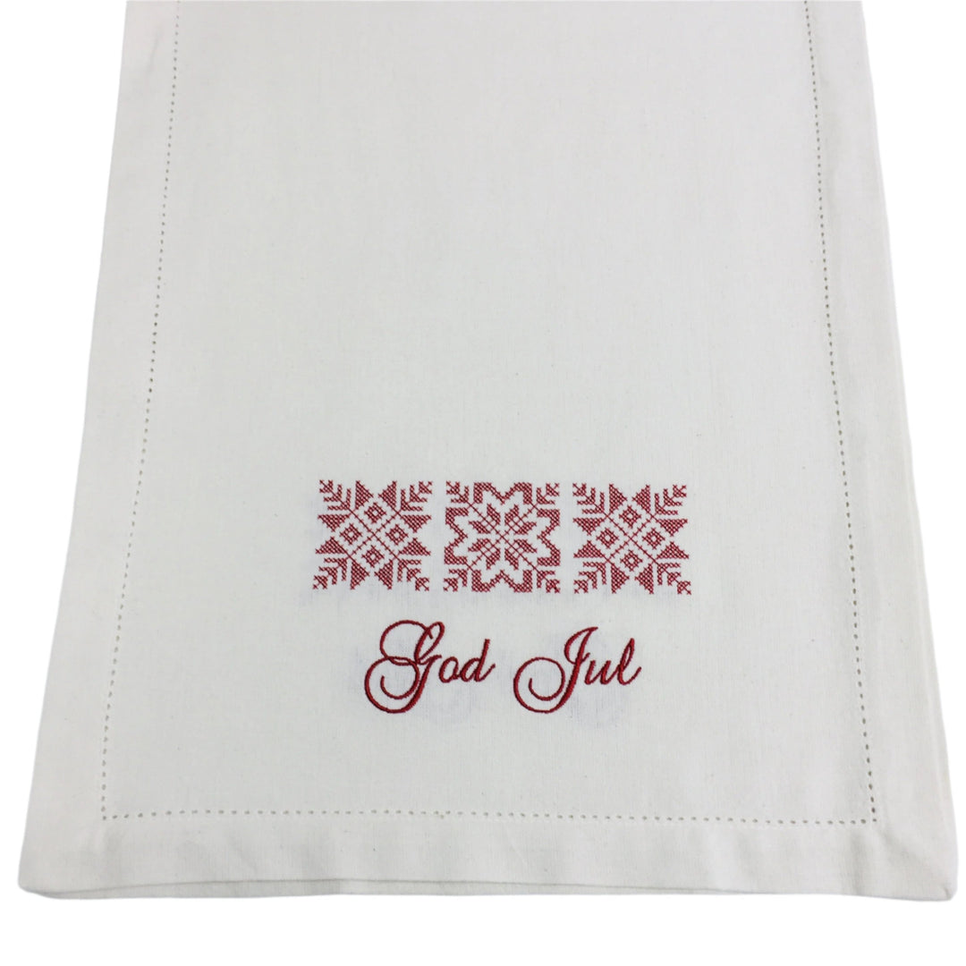 God Jul Snowflakes Embroidered on 52" Runner