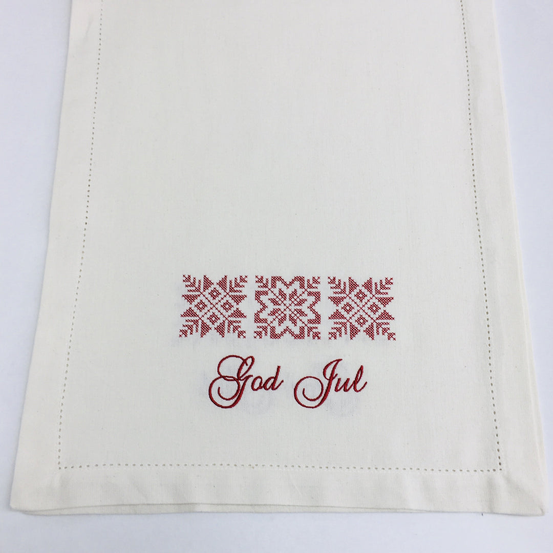 God Jul Snowflakes Embroidered on 36" Runner