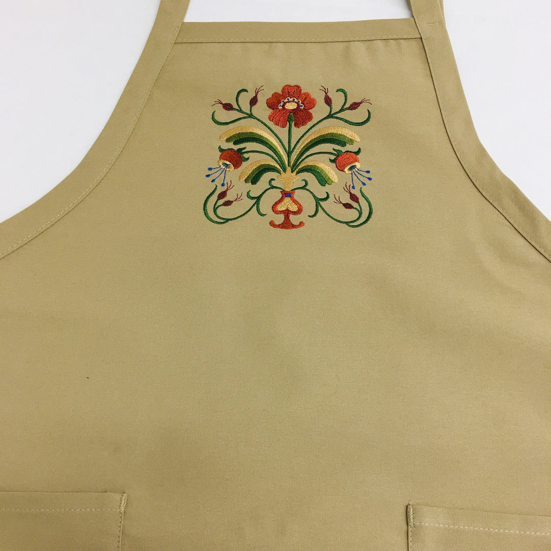 Apron - Embroidered Folk Art Floral