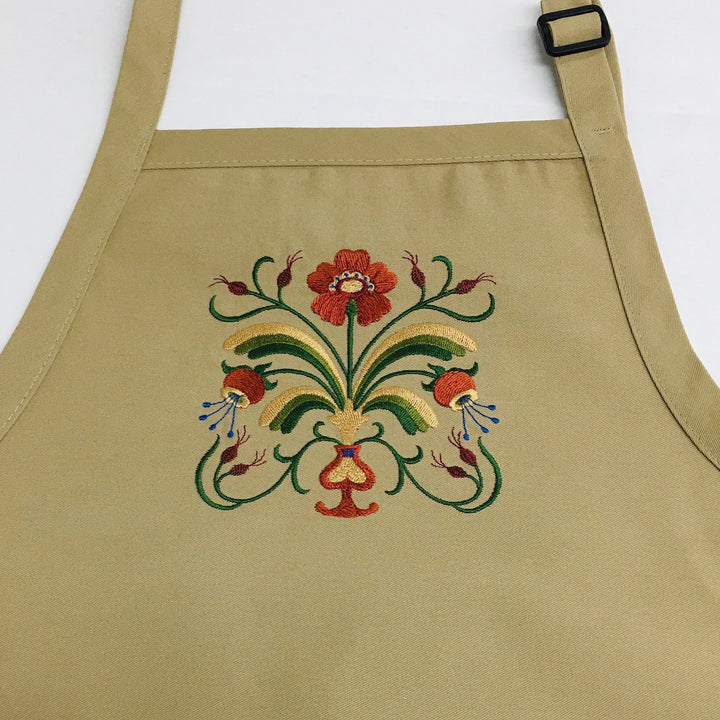 Apron - Embroidered Folk Art Floral