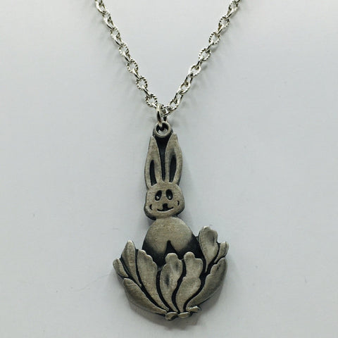 Swedish Pewter Bunny Rabbit Pendant Necklace