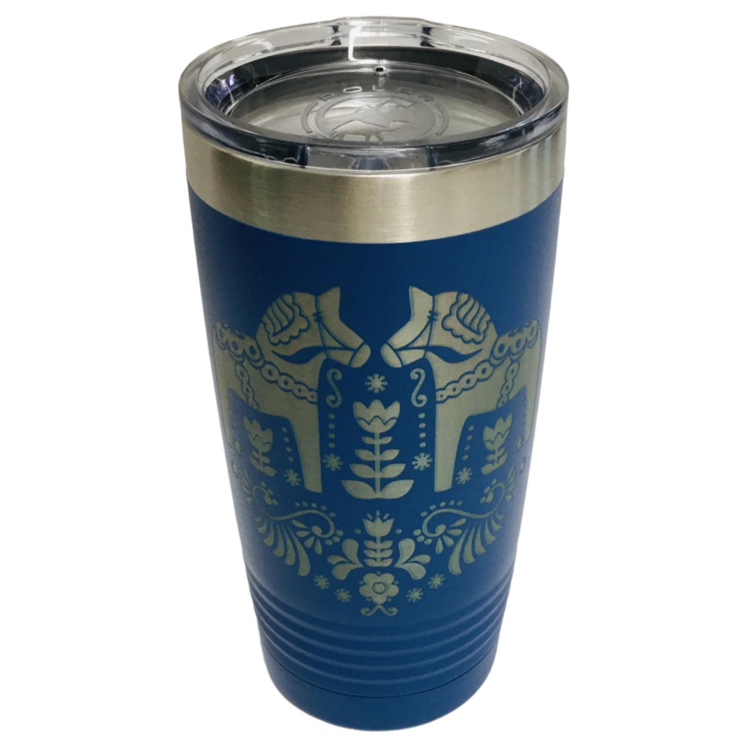 Dala Horses on Royal Blue 20 oz Stainless Steel hot/cold Cup