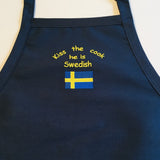 Apron - Embroidered Kiss the Cook he is Swedish, Finnish, Norwegian or Danish