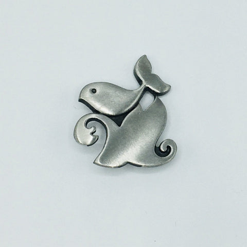 Swedish Pewter Whale on Wave Pin