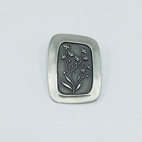 Swedish Pewter Province Flower Pin - Dalsland Forget me not