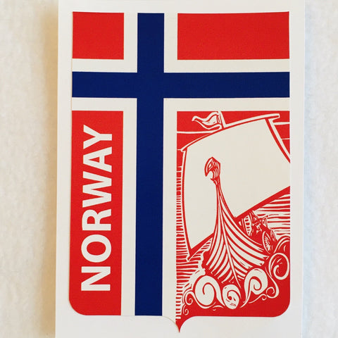 Norway Flag Decal with Viking Ship
