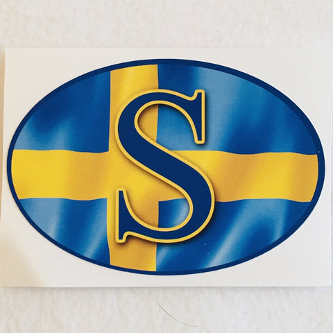 Oval Decal - Sweden flag with S