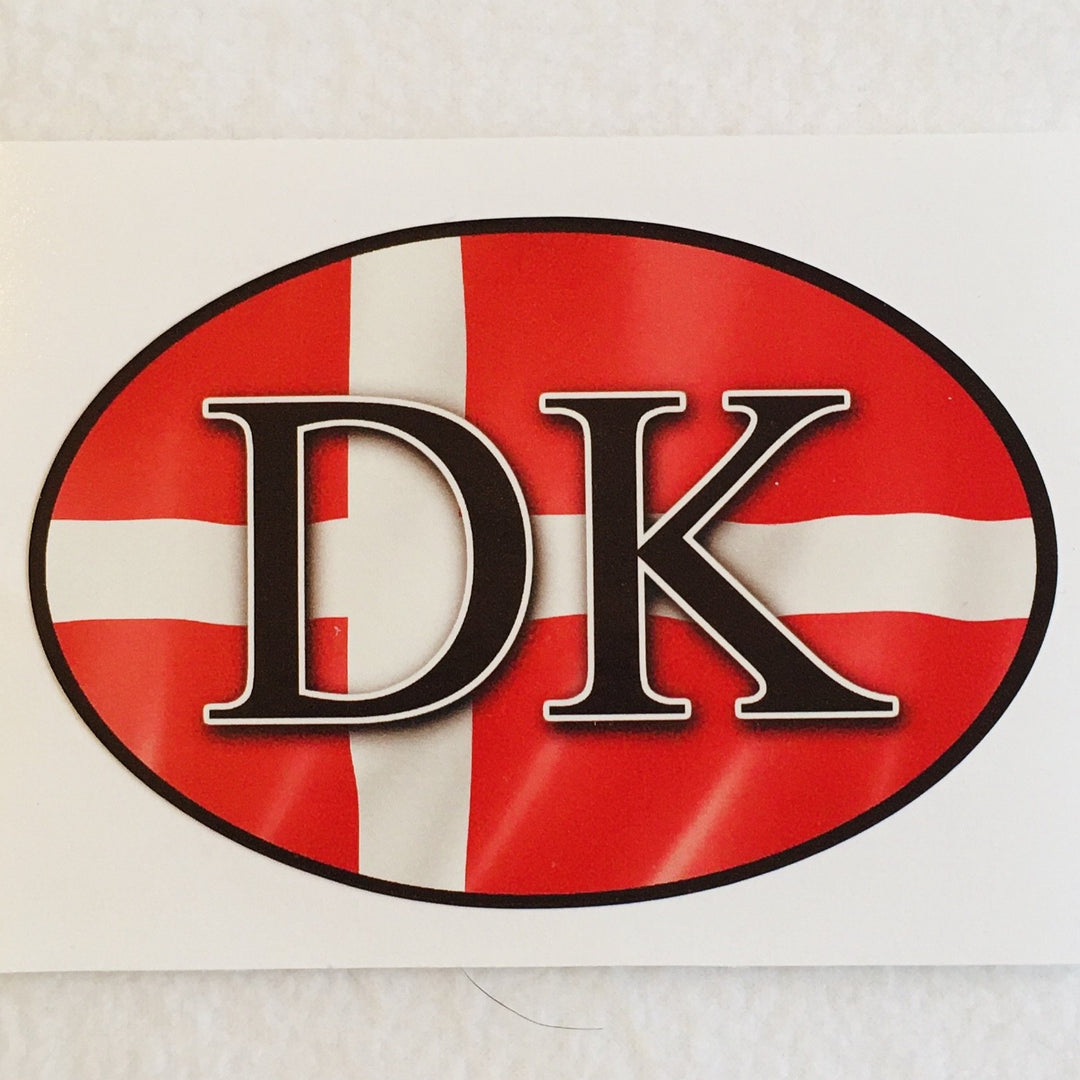 Oval decal - Denmark flag with D