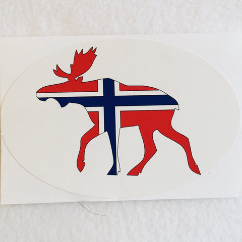 Oval Decal - Norway flag moose
