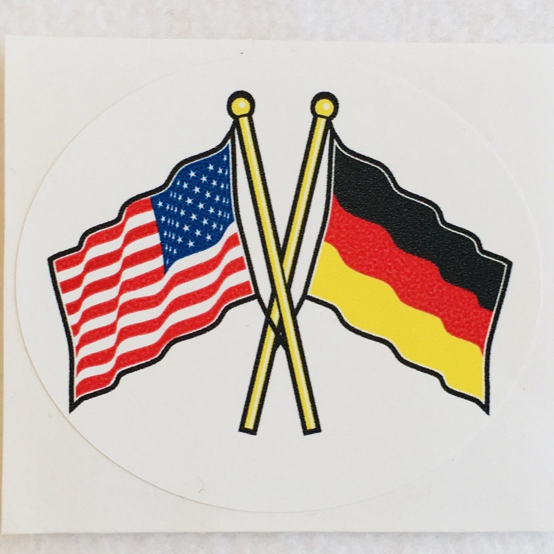 Oval Decal - Germany & USA crossed flags