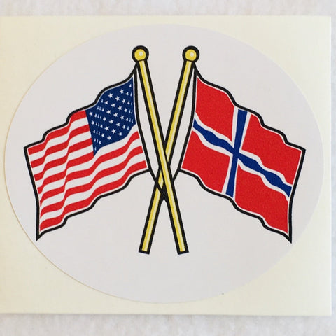 Oval Decal - Norway & USA crossed flags