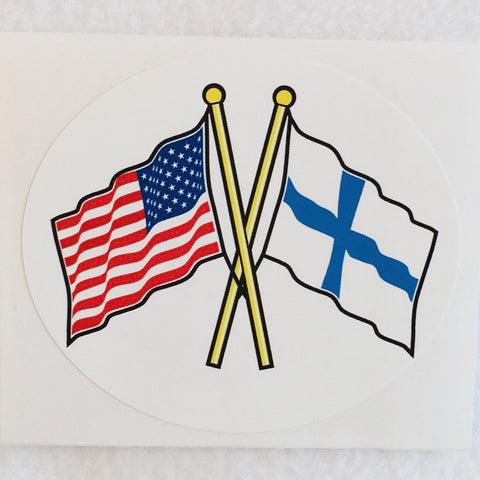 Oval decal - Finland & USA crossed flags