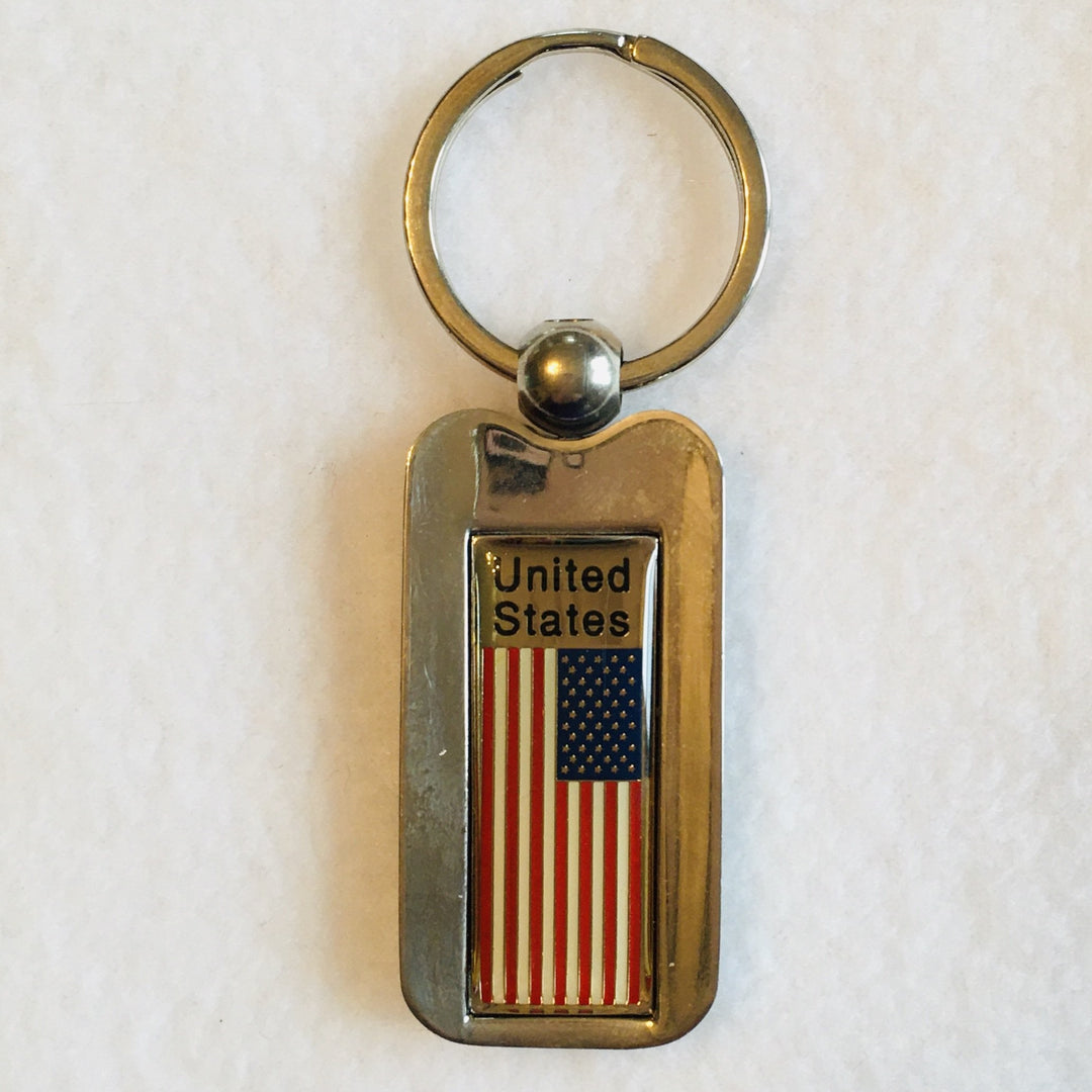 Metal USA Flag Keyring