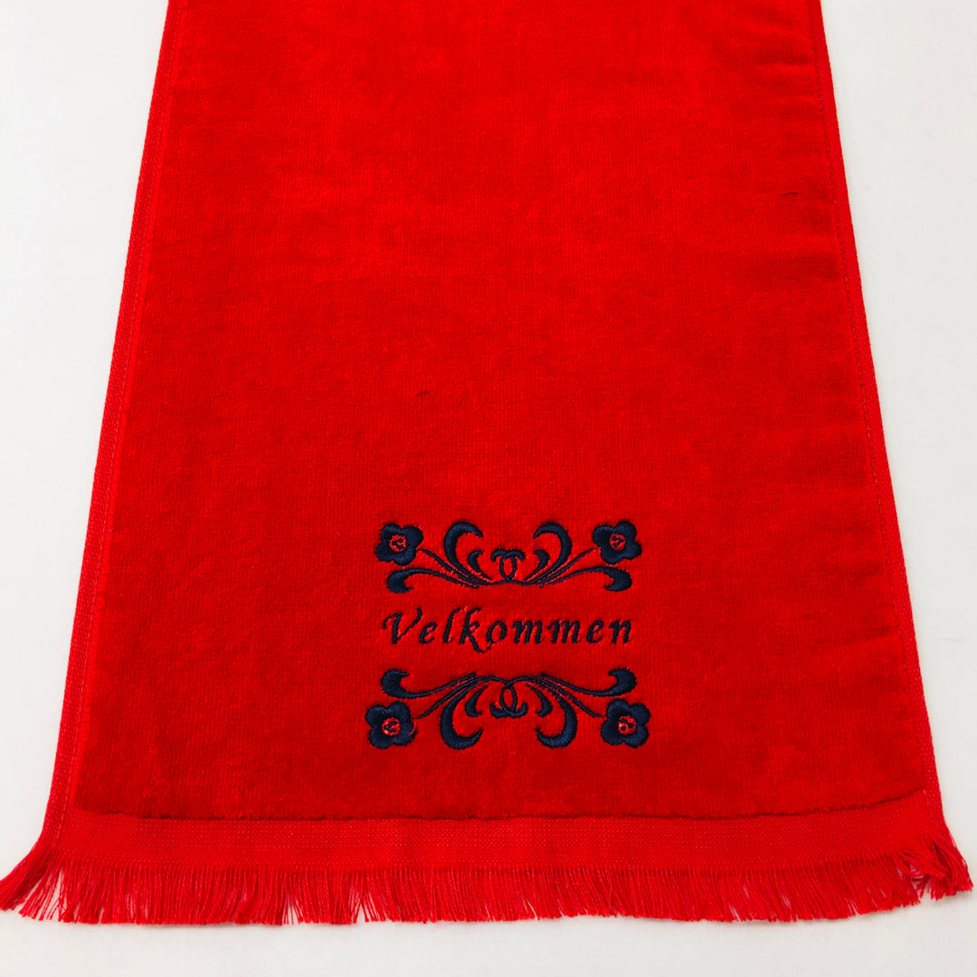 Finger tip towel - Velkomen on Red