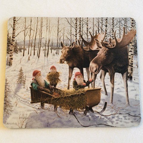 Mousepad -Jan Bergerlind Tomte with moose