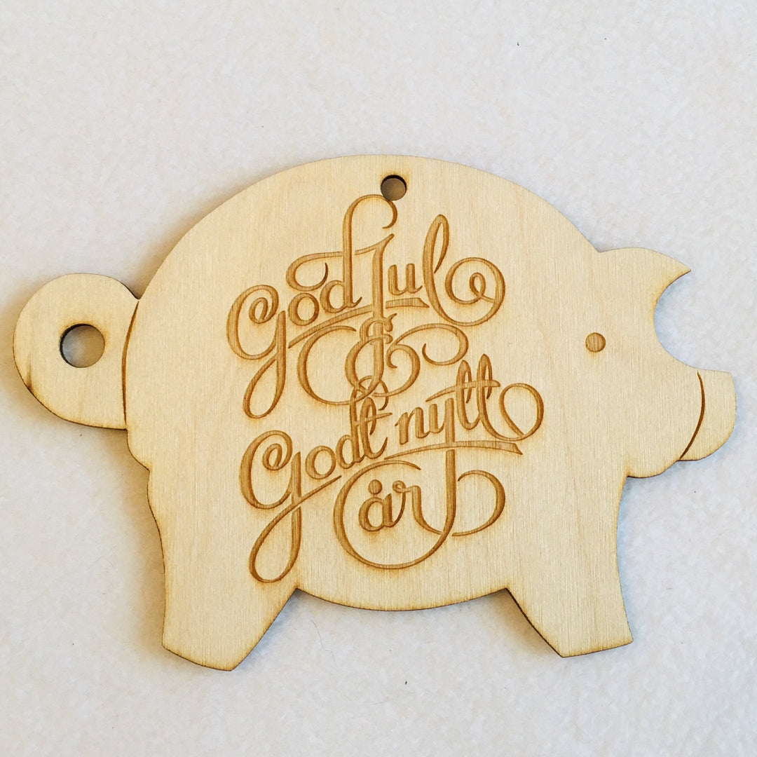 Baltic Birch Norwegian God Jul Pig Sign