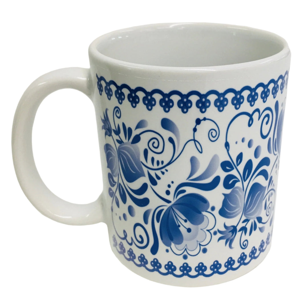 Blue Folk Art Spray coffee mug