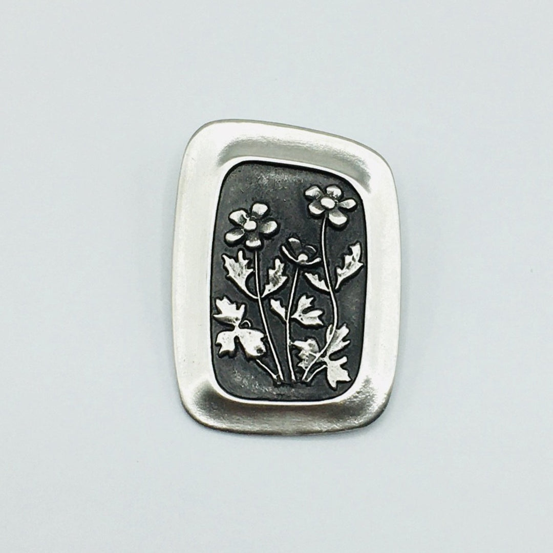 Swedish Pewter Province Flower Pin - Öland Rue Anemone