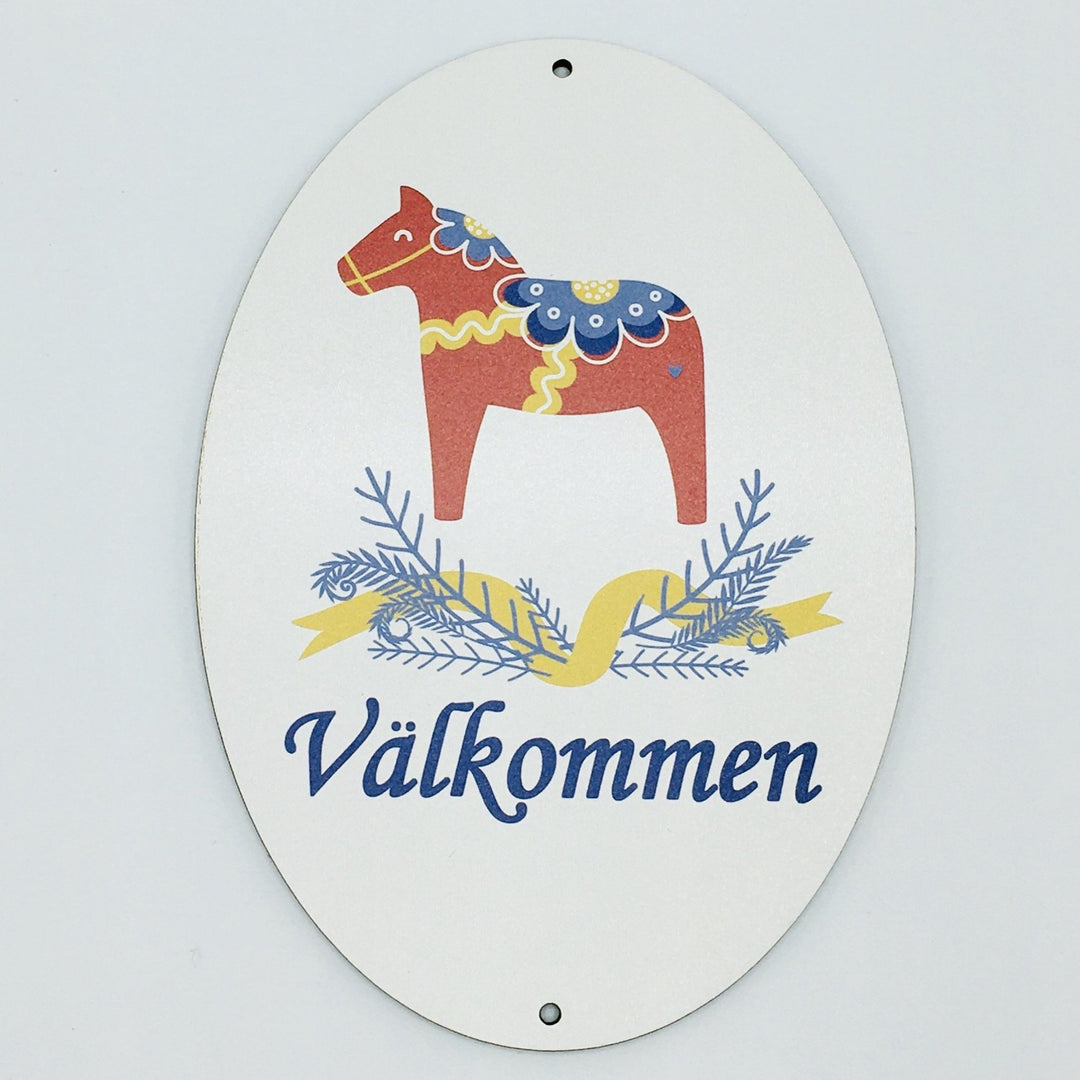 Oval sign - Välkommen Dala horse