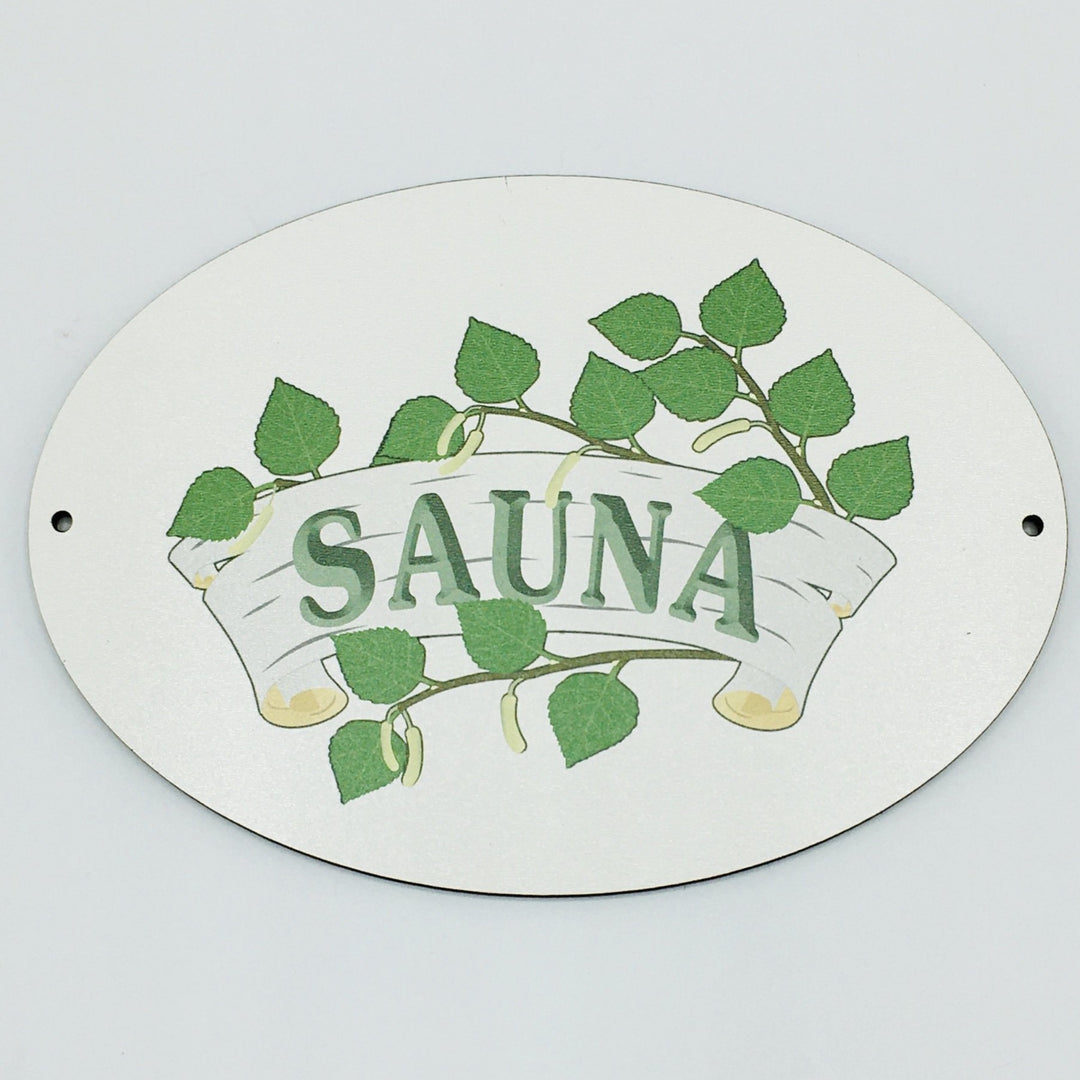 Oval Sign - Sauna with Birch leaves