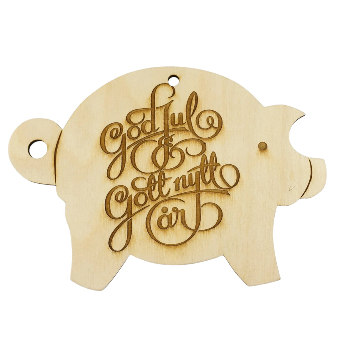 Baltic Birch Swedish God Jul Pig sign