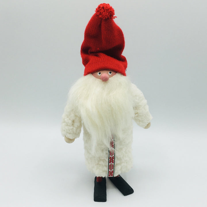 Hand made tomte with white fleece puffy  jacket