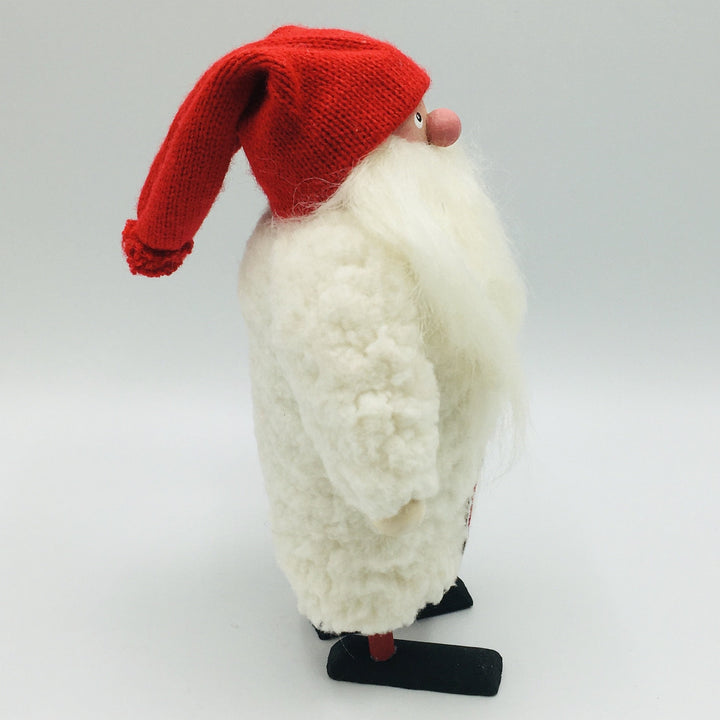 Hand made tomte with white fleece puffy  jacket