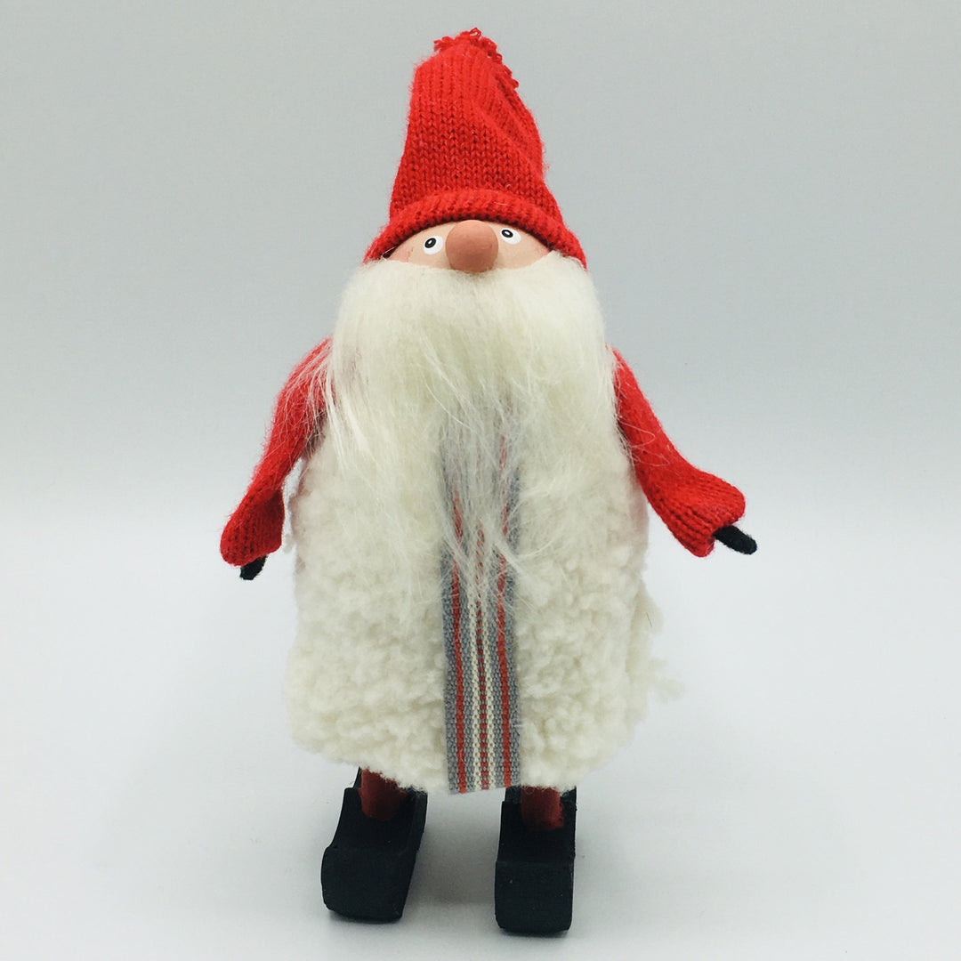 Hand made tomte with white fleece puffy  jacket