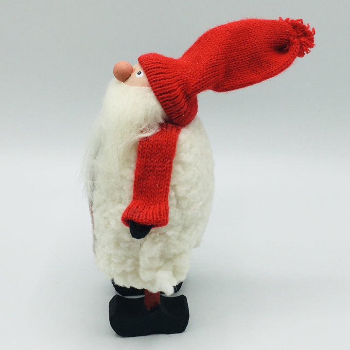 Hand made tomte with white fleece puffy  jacket