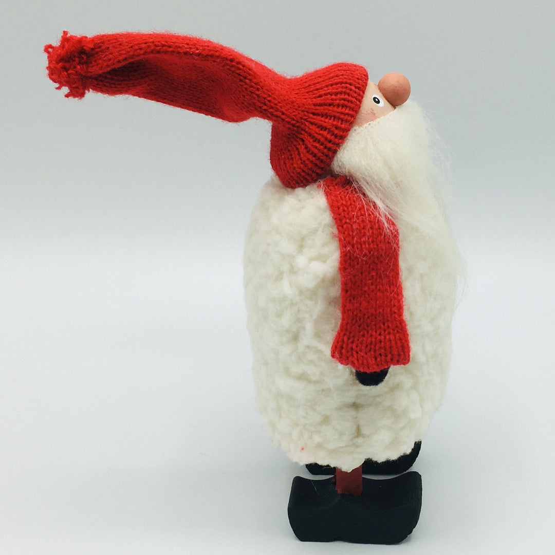 Hand made tomte with white fleece puffy  jacket