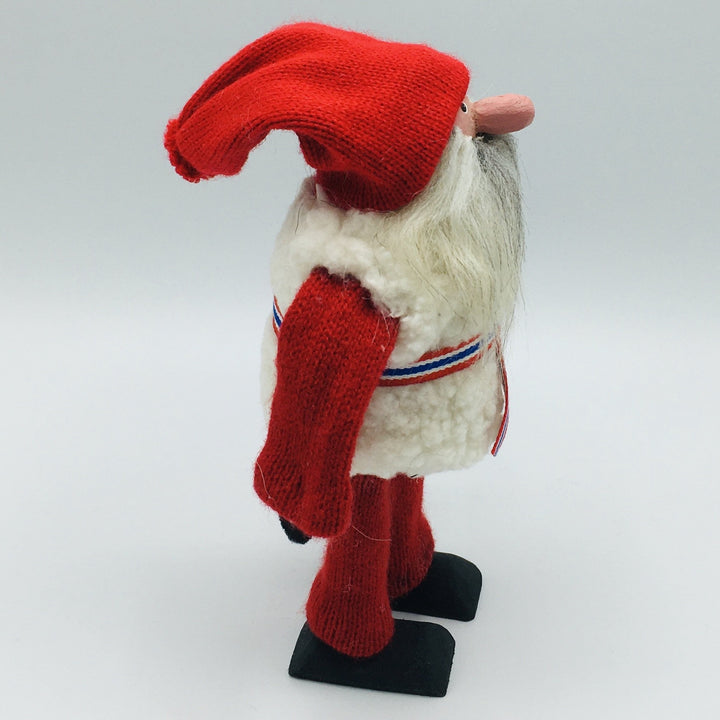 Hand made tomte with white vest