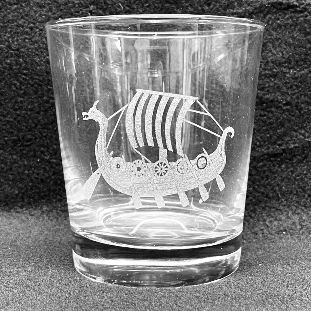 Etched 13 oz Highball Glass - Viking ship