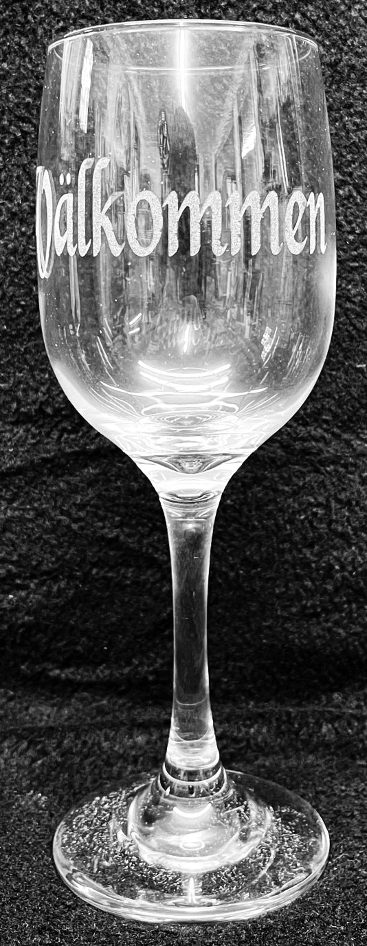 Etched Wine glass - Välkommen