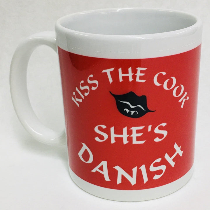 Kiss the Cook Danish coffee mug