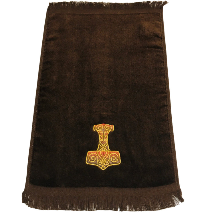 Finger tip Towel - Thor's hammer on Brown